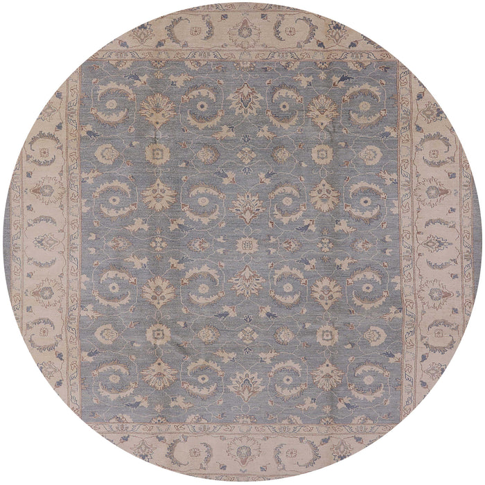 Round Mid-Century Modern Rose Purple Oriental Rug, urb3082