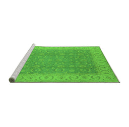 Sideview of Machine Washable Oriental Green Industrial Area Rugs, wshurb3082grn