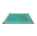 Sideview of Machine Washable Oriental Turquoise Industrial Area Rugs, wshurb3082turq