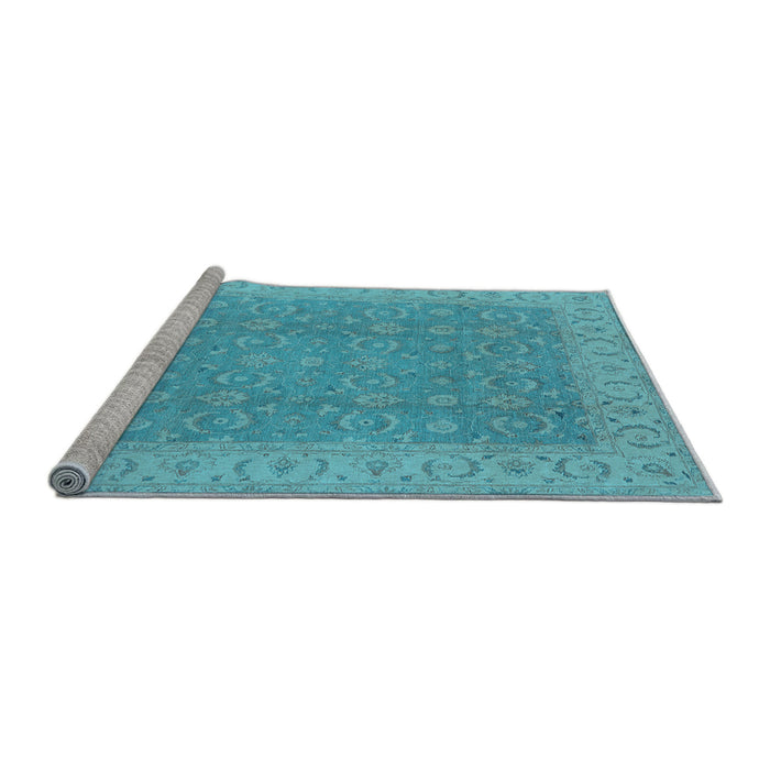 Sideview of Machine Washable Oriental Light Blue Industrial Rug, wshurb3082lblu