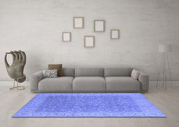 Machine Washable Oriental Blue Industrial Rug in a Living Room, wshurb3082blu