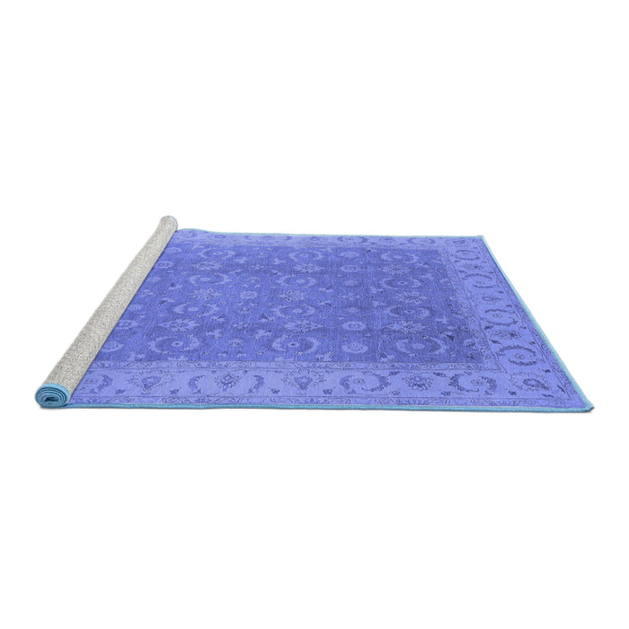 Sideview of Machine Washable Oriental Blue Industrial Rug, wshurb3082blu