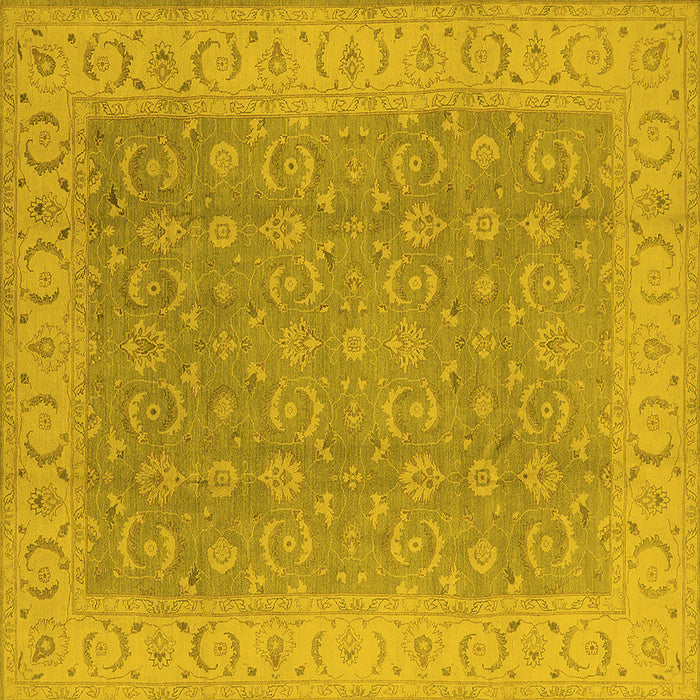 Square Machine Washable Oriental Yellow Industrial Rug, wshurb3082yw