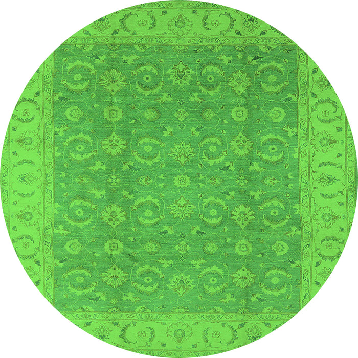 Round Oriental Green Industrial Rug, urb3082grn