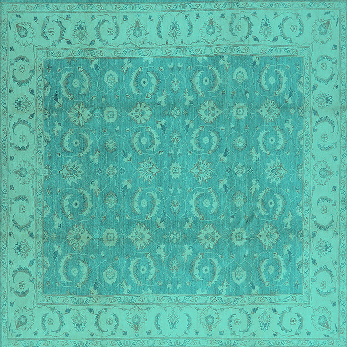 Square Machine Washable Oriental Turquoise Industrial Area Rugs, wshurb3082turq