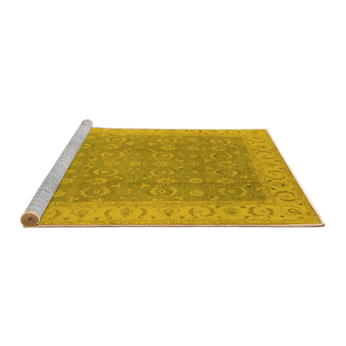 Sideview of Machine Washable Oriental Yellow Industrial Rug, wshurb3082yw