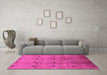 Machine Washable Oriental Pink Industrial Rug in a Living Room, wshurb3083pnk