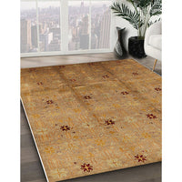 Mid-Century Modern Orange Gold Gold Oriental Rug, urb3083