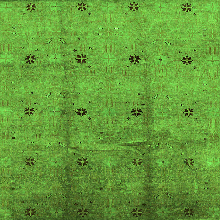 Square Machine Washable Oriental Green Industrial Area Rugs, wshurb3083grn