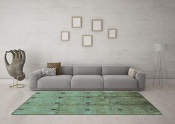 Machine Washable Oriental Light Blue Industrial Rug in a Living Room, wshurb3083lblu