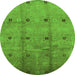 Round Oriental Green Industrial Rug, urb3083grn