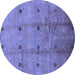 Round Oriental Blue Industrial Rug, urb3083blu