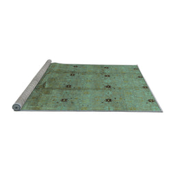 Sideview of Machine Washable Oriental Light Blue Industrial Rug, wshurb3083lblu