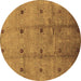 Round Oriental Brown Industrial Rug, urb3083brn