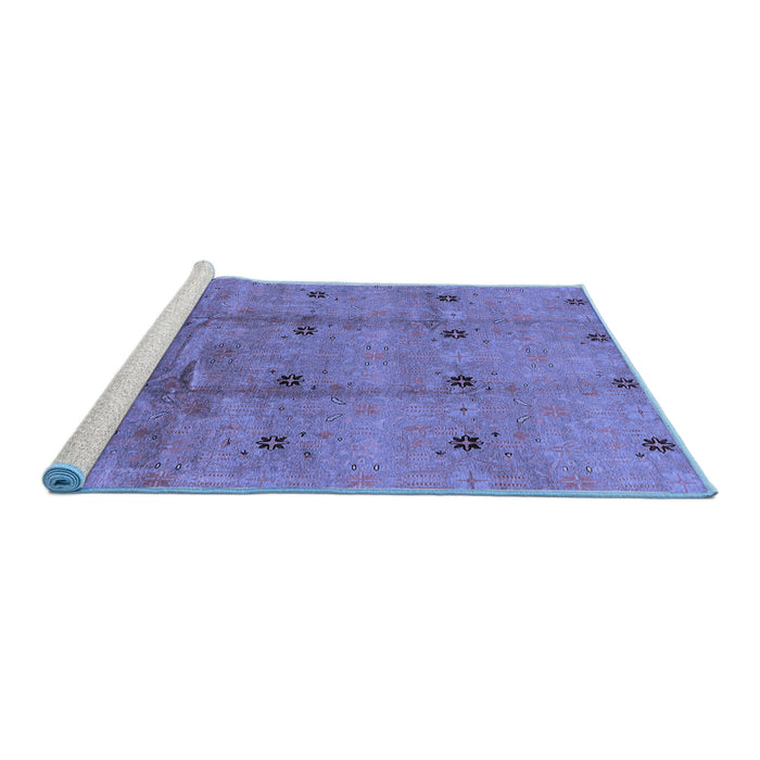 Sideview of Machine Washable Oriental Blue Industrial Rug, wshurb3083blu