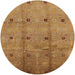 Round Mid-Century Modern Orange Gold Gold Oriental Rug, urb3083