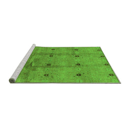 Sideview of Machine Washable Oriental Green Industrial Area Rugs, wshurb3083grn