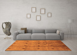 Machine Washable Oriental Orange Industrial Area Rugs in a Living Room, wshurb3083org