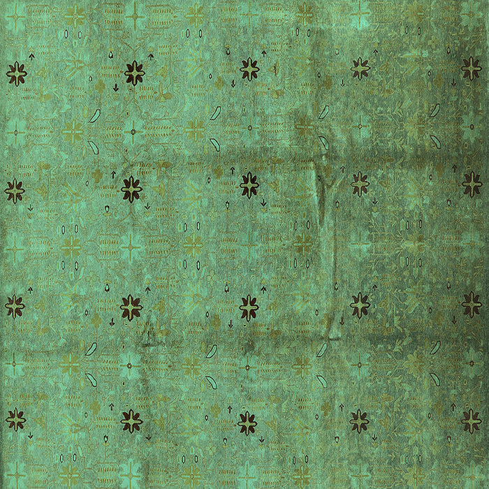 Square Machine Washable Oriental Turquoise Industrial Area Rugs, wshurb3083turq