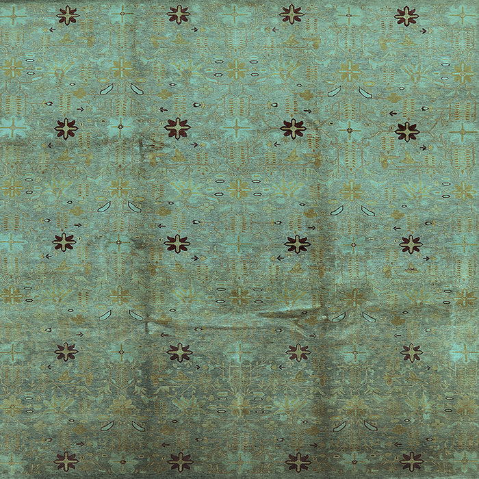 Square Machine Washable Oriental Light Blue Industrial Rug, wshurb3083lblu