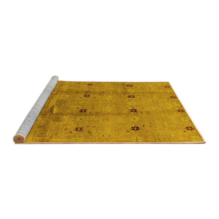 Sideview of Machine Washable Oriental Yellow Industrial Rug, wshurb3083yw