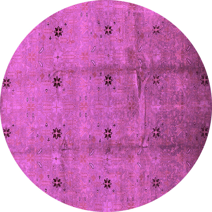 Round Oriental Purple Industrial Rug, urb3083pur