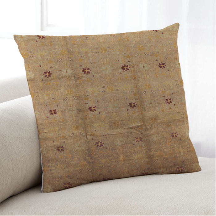 Lifestyle Image of Mid-Century Modern Urban Square Orange Gold Gold Throw Pillow, 18 inch by 18 inch, pwurb3083