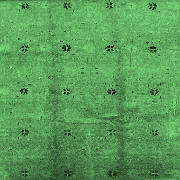 Square Machine Washable Oriental Emerald Green Industrial Area Rugs, wshurb3083emgrn