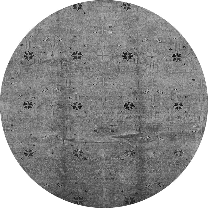Round Machine Washable Oriental Gray Industrial Rug, wshurb3083gry