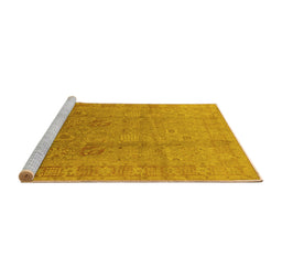 Sideview of Machine Washable Oriental Yellow Industrial Rug, wshurb3084yw