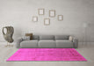 Machine Washable Oriental Pink Industrial Rug in a Living Room, wshurb3084pnk