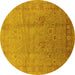 Round Oriental Yellow Industrial Rug, urb3084yw