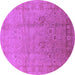 Round Oriental Purple Industrial Rug, urb3084pur