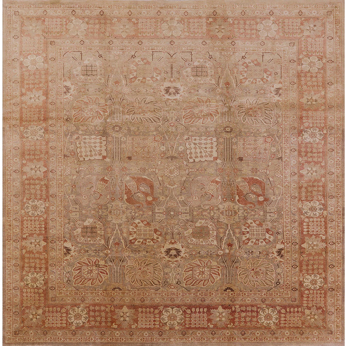 Square Mid-Century Modern Brown Sand Brown Oriental Rug, urb3084