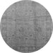 Round Oriental Gray Industrial Rug, urb3084gry