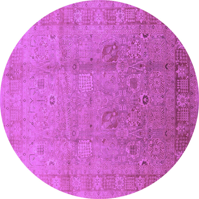 Round Machine Washable Oriental Purple Industrial Area Rugs, wshurb3084pur