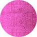 Round Oriental Pink Industrial Rug, urb3084pnk