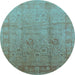 Round Oriental Light Blue Industrial Rug, urb3084lblu