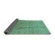 Sideview of Oriental Turquoise Industrial Rug, urb3084turq