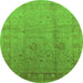 Round Oriental Green Industrial Rug, urb3084grn