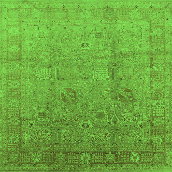 Square Machine Washable Oriental Green Industrial Area Rugs, wshurb3084grn