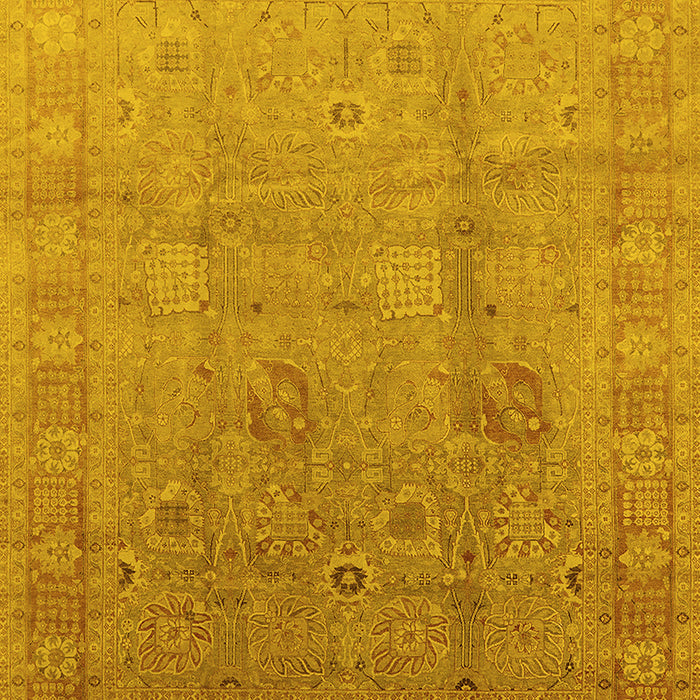 Machine Washable Oriental Yellow Industrial Rug, wshurb3084yw