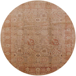 Round Mid-Century Modern Brown Sand Brown Oriental Rug, urb3084