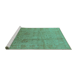Sideview of Machine Washable Oriental Turquoise Industrial Area Rugs, wshurb3084turq