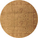 Round Oriental Brown Industrial Rug, urb3084brn