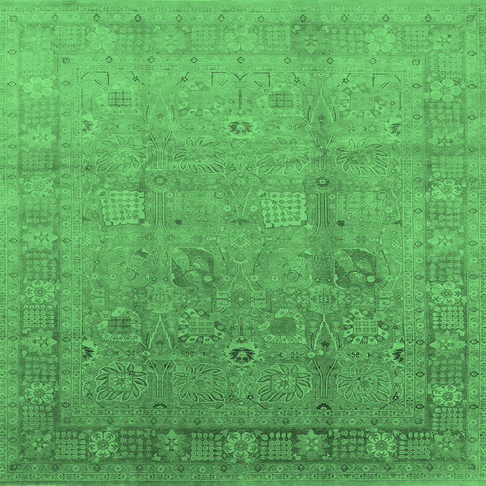 Square Machine Washable Oriental Emerald Green Industrial Area Rugs, wshurb3084emgrn