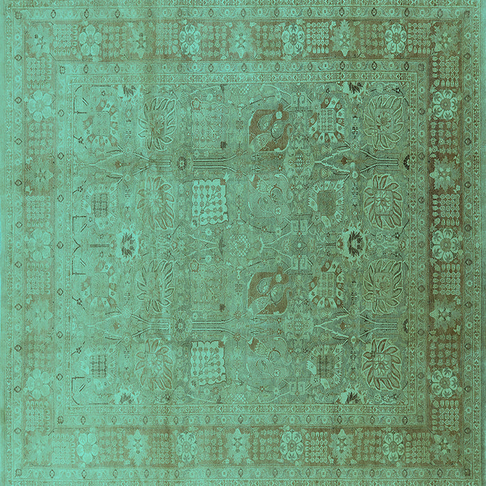 Square Oriental Turquoise Industrial Rug, urb3084turq