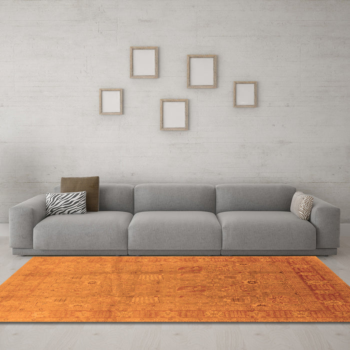 Machine Washable Oriental Orange Industrial Area Rugs in a Living Room, wshurb3084org