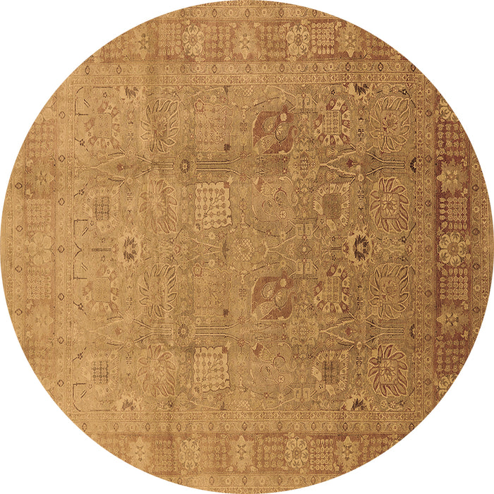 Round Machine Washable Oriental Brown Industrial Rug, wshurb3084brn