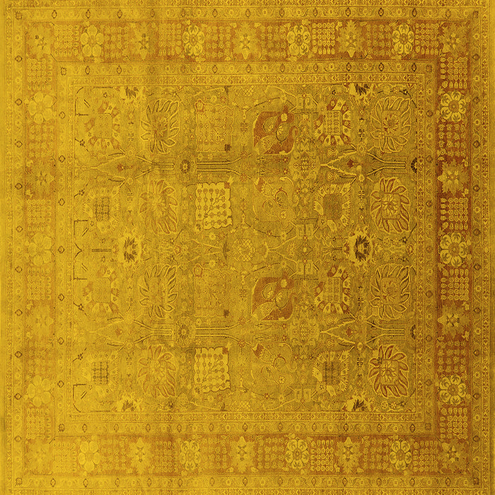 Square Machine Washable Oriental Yellow Industrial Rug, wshurb3084yw